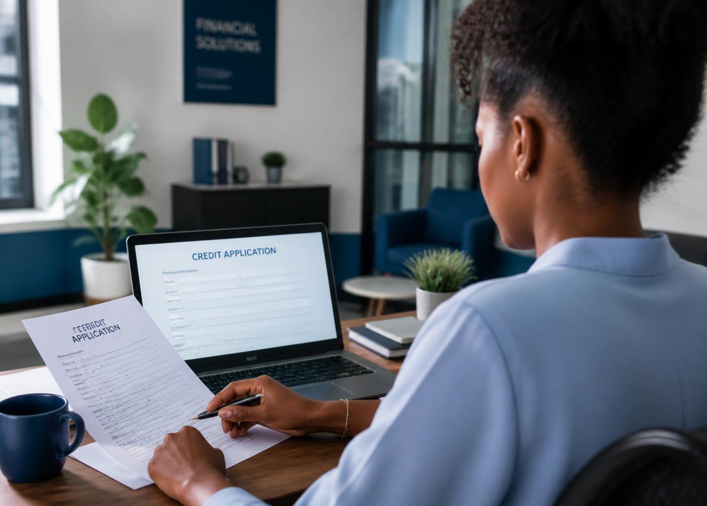 Entrepreneur completing a business credit application
