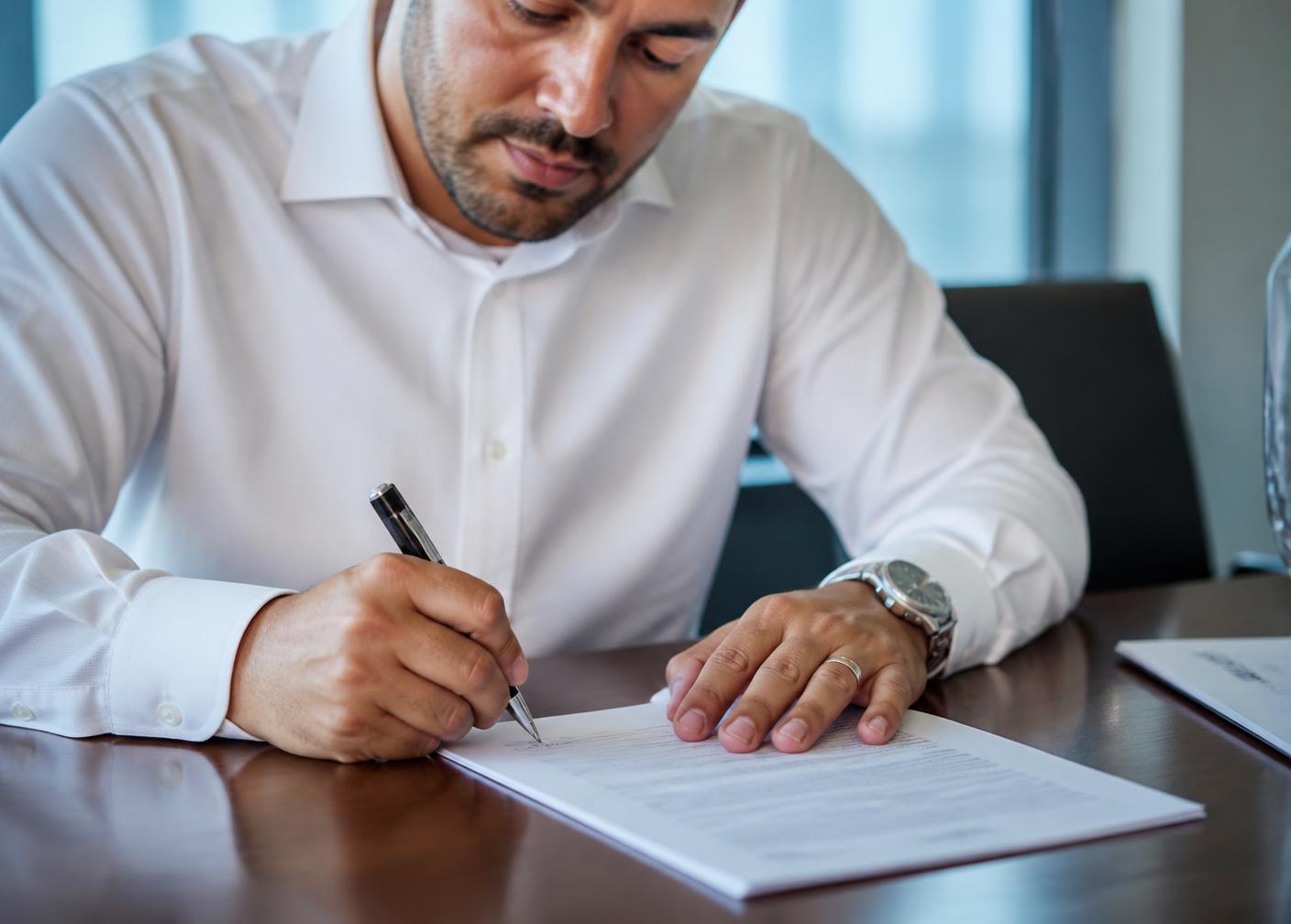 Business owner signing financing paperwork